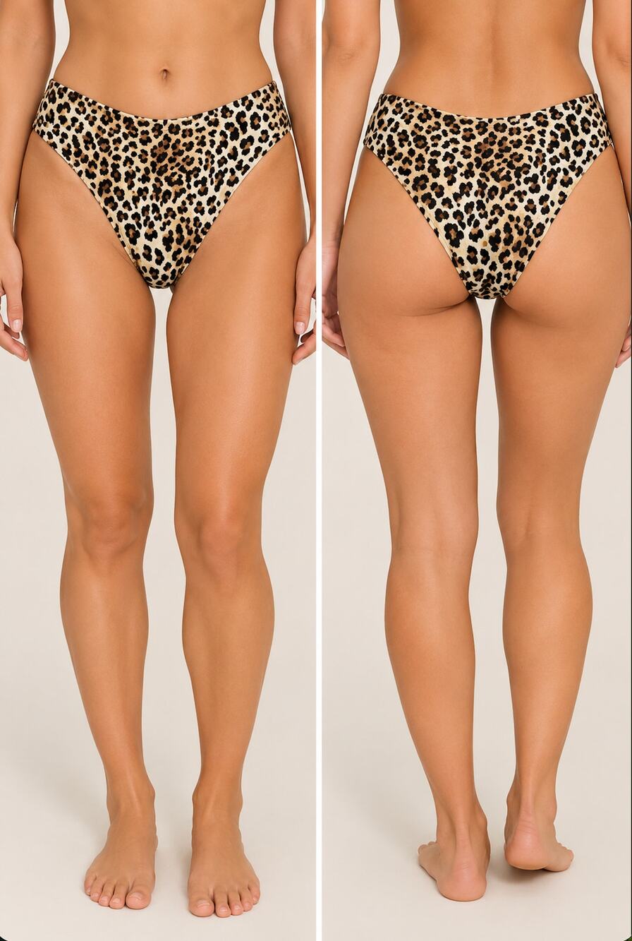 Andie The 90s High Waist Bikini Bottoms - Cheetah Print – Size L – NWT